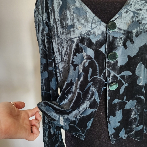 Vintage Rabbit Rabbit Rabbit Velvet Devoré Top Green Whimsygoth Size 14 - Picture 15 of 15